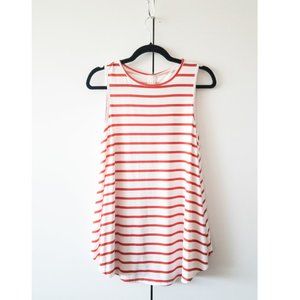 Red & White Stripe High Neck Tank Top A-Line Shape